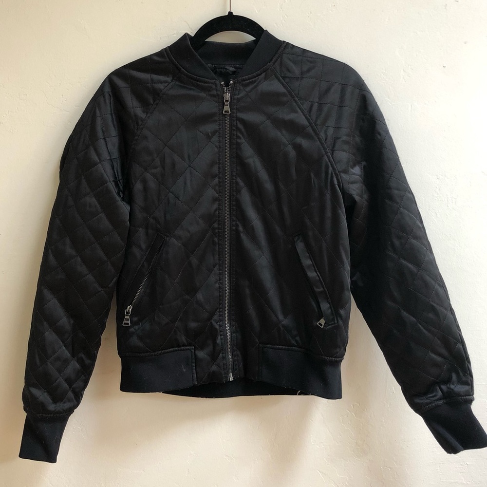 Express Quilted Black Bomber Jacket XS